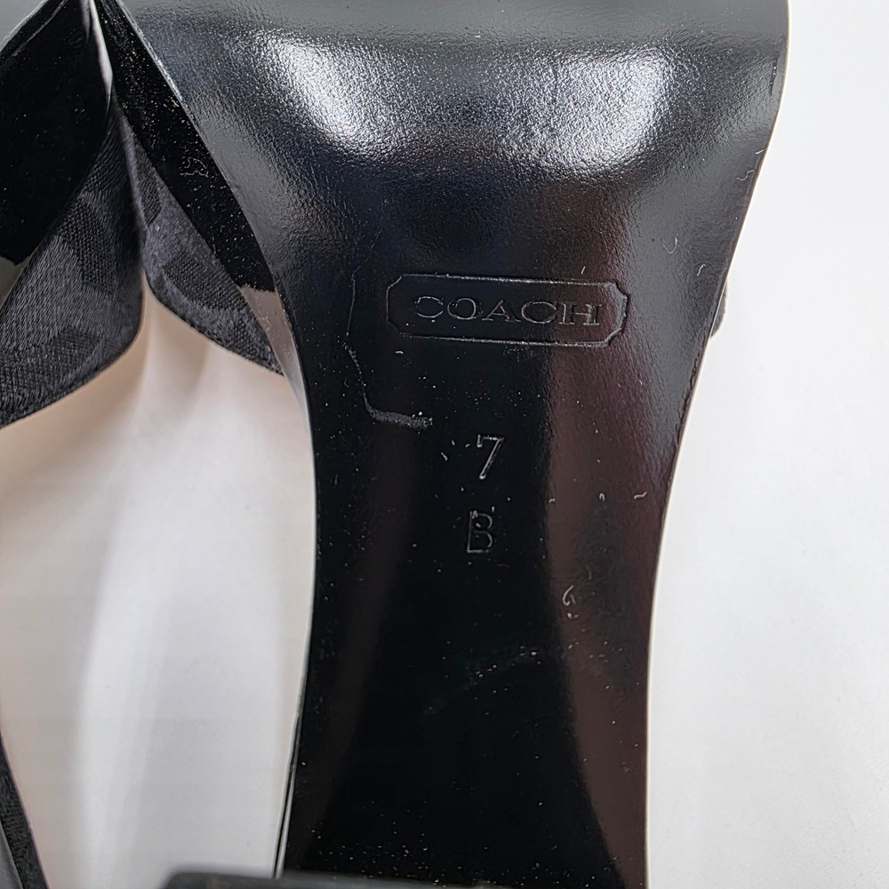 Coach Womens Black Signature Jacquard Turnlock Platform Mules Block Heel Size 7B - Picture 8 of 8